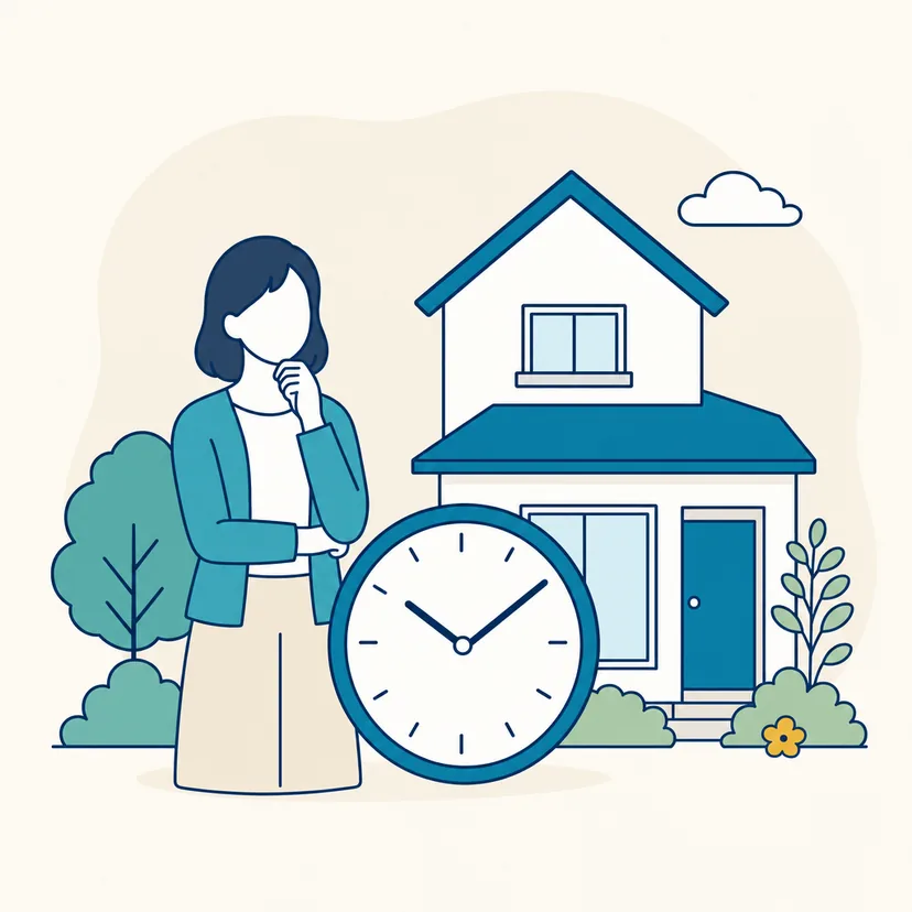 家と時計のイラスト