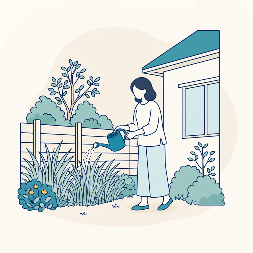草が伸びた庭のイラスト