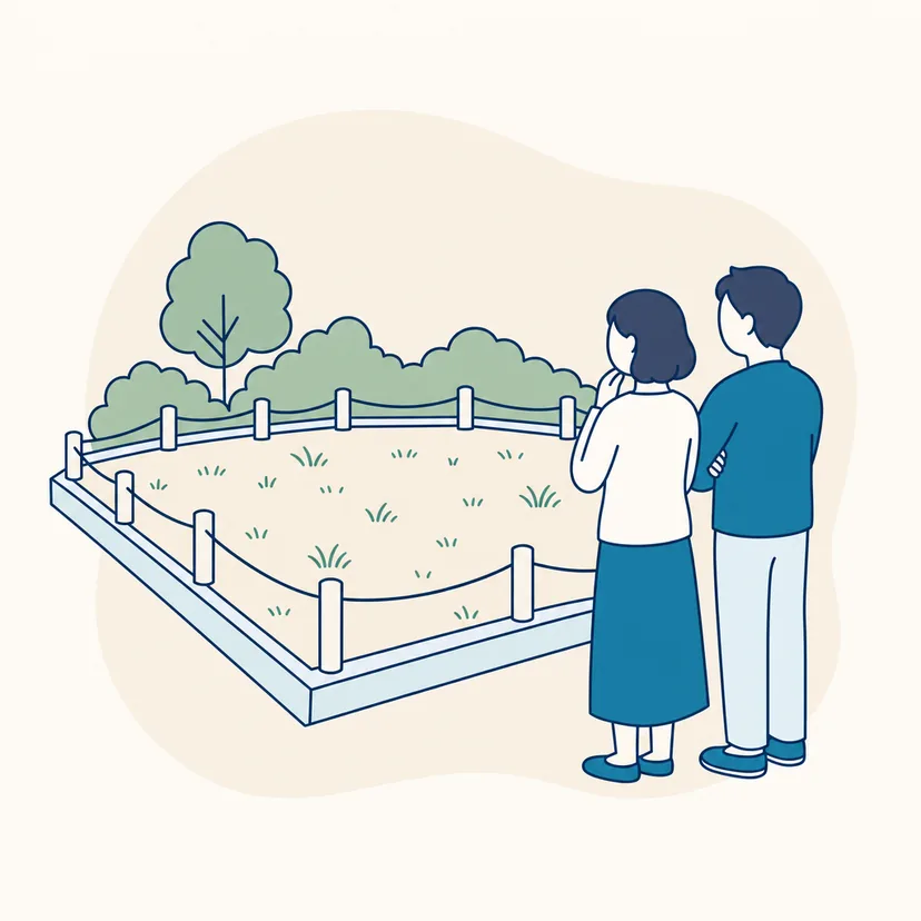 境界標のある更地のイラスト