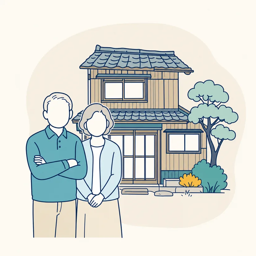 古い木造の家のイラスト